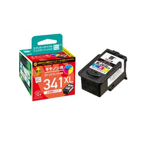 ﾘｻｲｸﾙｲﾝｸｶｰﾄﾘｯｼﾞ 3色一体型 [ｷﾔﾉﾝ:BC-341XL互換] ECI-C341XLC-V 1個画像