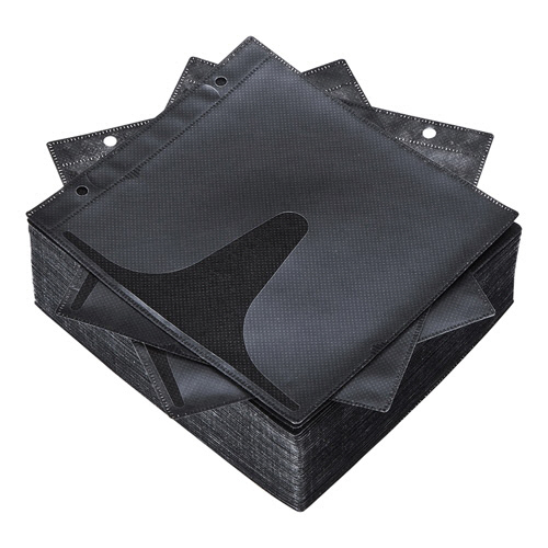 DVD･CD不織布ｹｰｽ ﾘﾝｸﾞ穴付 ｲﾝﾃﾞｯｸｽｶｰﾄﾞ付 ﾌﾞﾗｯｸ 1ﾊﾟｯｸ(100枚)画像