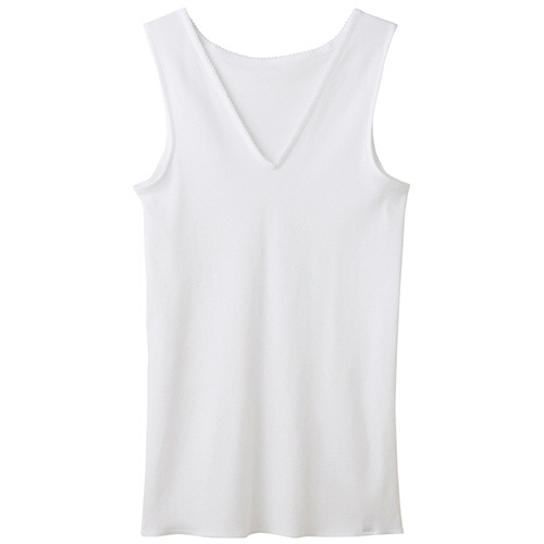 快適工房 V型ﾉｰｽﾘｰﾌﾞｽﾘｰﾏｰ 婦人 ﾎﾜｲﾄ L 1着