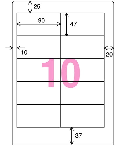 ワープロ用ラベル　キヤノン用　Ａ４　１０面　２０枚画像