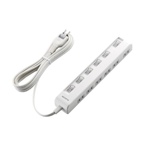 省エネタップ　個別スイッチ　６個口　３ｍ　ホワイト画像