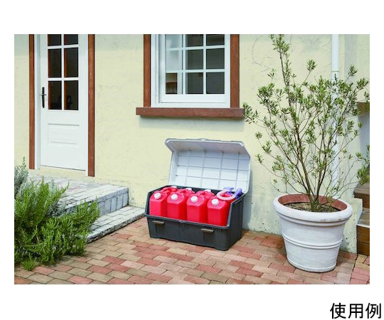 大きく開くコンテナー140L 蓋を開けた状態で、中身が見えるコンテナーの側面