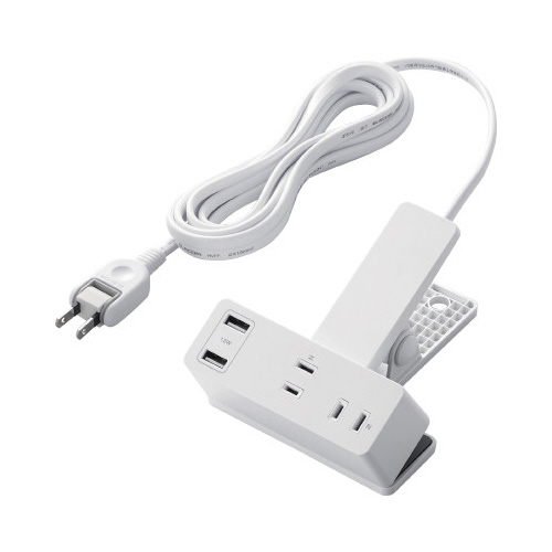 ＵＳＢクリップタップ　ＵＳＢＡ×２　３．０ｍ　白画像