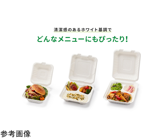 弁当容器 ABランチ240-150-2 50枚×5パック入 白い弁当容器が重なり合い、透明なパッケージに収められている様子