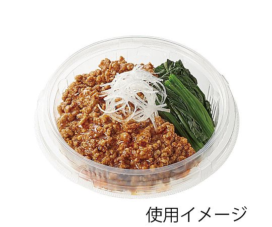 弁当容器 ドリスカップ 中皿-1 PP 30枚 透明な中皿が重ねられた状態、側面の形状がはっきりと見える。