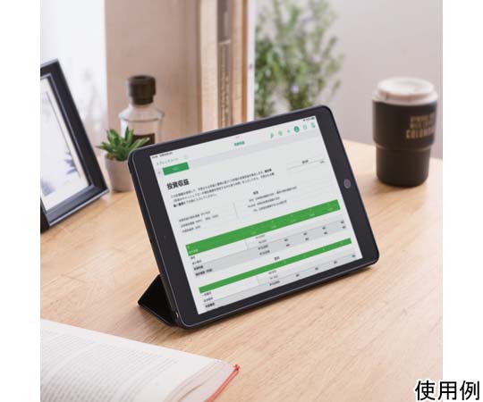 iPad　第9世代(2021年モデル)用ハイブリッドケース　TOUGH　SLIM　LITE　フレームカラー　フラップ付き　ブラック フラップが開いた状態で、内部のデザインが見える角度