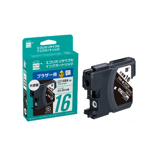 ﾘｻｲｸﾙｲﾝｸｶｰﾄﾘｯｼﾞ ﾌﾞﾗｯｸ(顔料) [ﾌﾞﾗｻﾞｰ:LC16BK互換] ECI-BR16B 1個画像