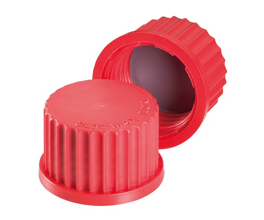 ネジ口三角フラスコ　交換用PBTキャップ（赤・GL32）画像
