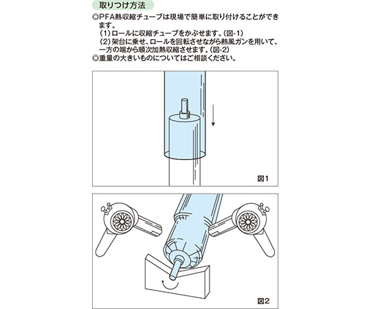 PFA熱収縮チューブ　40P　1000L 透明の熱収縮チューブが平置きされ、幅広のサイズが確認できる状態