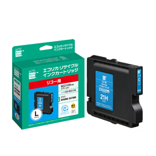 ﾘｻｲｸﾙｲﾝｸｶｰﾄﾘｯｼﾞ ｼｱﾝ(顔料) [ﾘｺｰ:GC21CH互換] ECI-RC21HC 1個画像