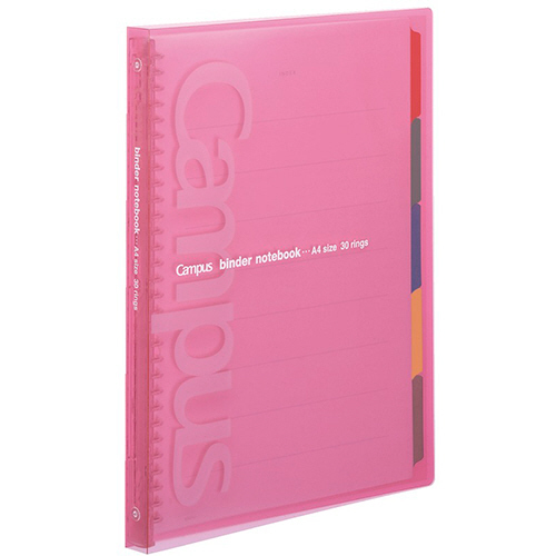 ｷｬﾝﾊﾟｽｽﾗｲﾄﾞﾊﾞｲﾝﾀﾞｰ(ｽﾘﾑﾀｲﾌﾟ) A4ﾀﾃ 30穴 65枚収容 背幅20mm ﾋﾟﾝｸ 1冊画像