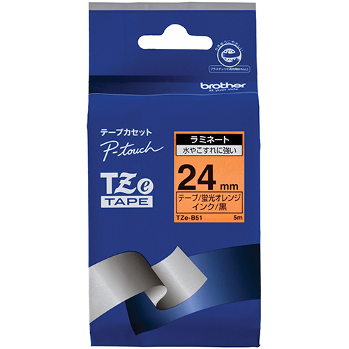 ﾋﾟｰﾀｯﾁ TZeﾃｰﾌﾟ(蛍光ｶﾗｰ) 24mm 蛍光ｵﾚﾝｼﾞ/黒文字 1個
