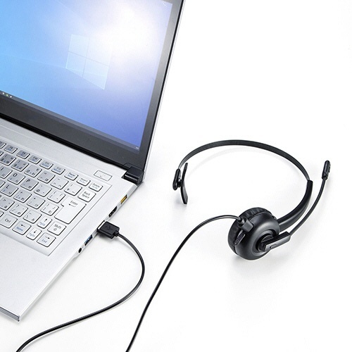 Bluetoothヘッドセット　片耳オーバーヘッド　ブラック　1個 片耳用のヘッドセットが上から見える状態。