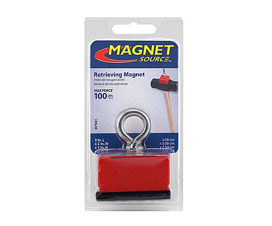 50x50mm 超強力マグネット(アイボルト付) アイボルトが取り付けられたマグネットの正面と上面が見える状態