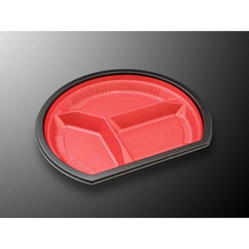 中央化学 弁当容器 CT WF-半月 23A-27 赤黒BKL 本体画像