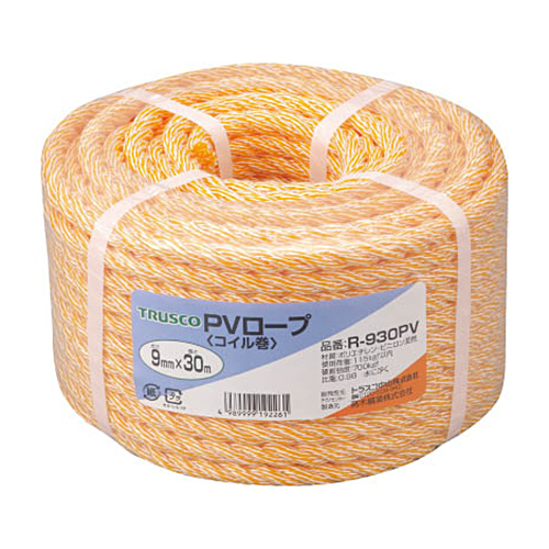 PVﾛｰﾌﾟ 9mm×30m ｺｲﾙ巻 黄 1巻画像