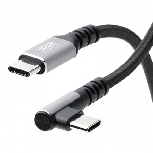 USB　2.0　Type-Cケーブル(C-C・片側L型コネクタ・60W)　2m(RoHS指令10準拠)　1本画像