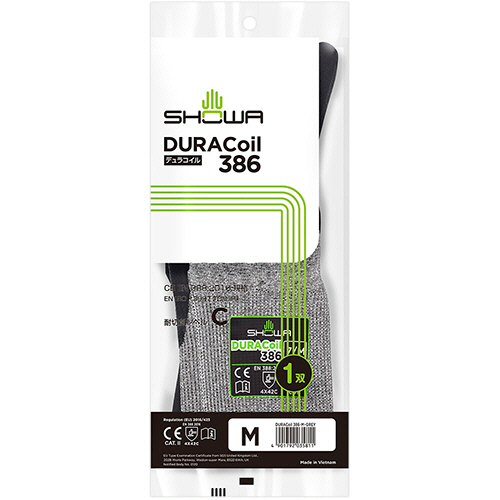 耐切創背抜き手袋 ﾃﾞｭﾗｺｲﾙ 386 M ｸﾞﾚｰ 1双