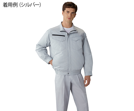 空調服長袖ブルゾン　ネービー　LL 商品全体が正面から見える状態で、色合いが鮮やかなブルーの生地が特徴的。