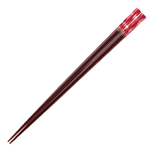 箸 23.5cm アクリア 切子 木製 天然木 漆 赤画像
