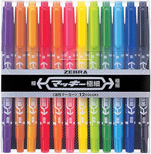 油性マーカー　マッキー極細　１２色セット