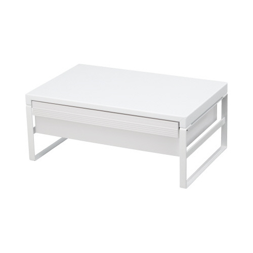 机上台　引出し付ハイタイプ　幅３９０ｍｍ　白画像