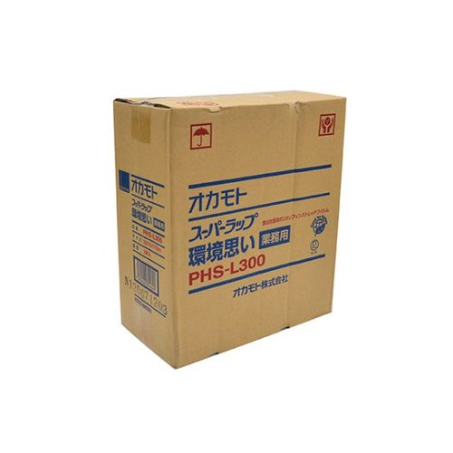スーパーラップ 環境思い PHS-L-300ハンド用 オカモト パッケージの前面に環境への配慮を示すマークが目立つ状態