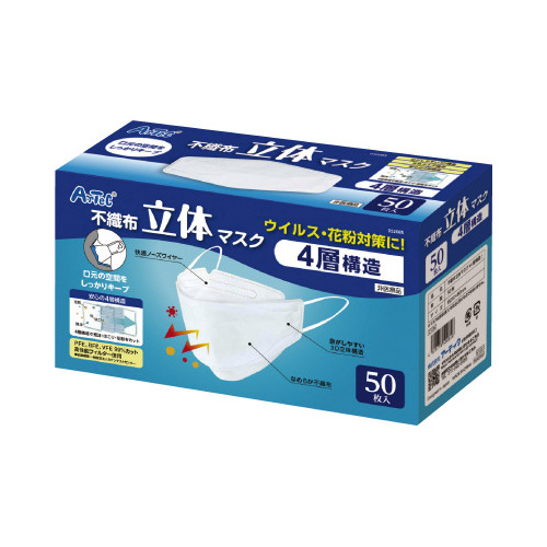 不織布立体マスク　４層構造　５０枚入画像