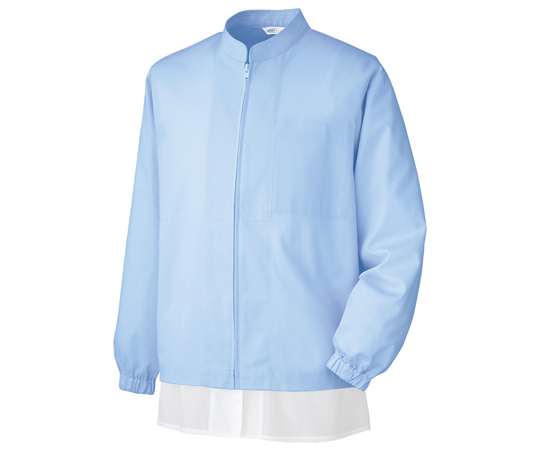 白衣　食品産業向け　男女共用　長袖ブルゾン　ツイル　上　ブルー　S画像