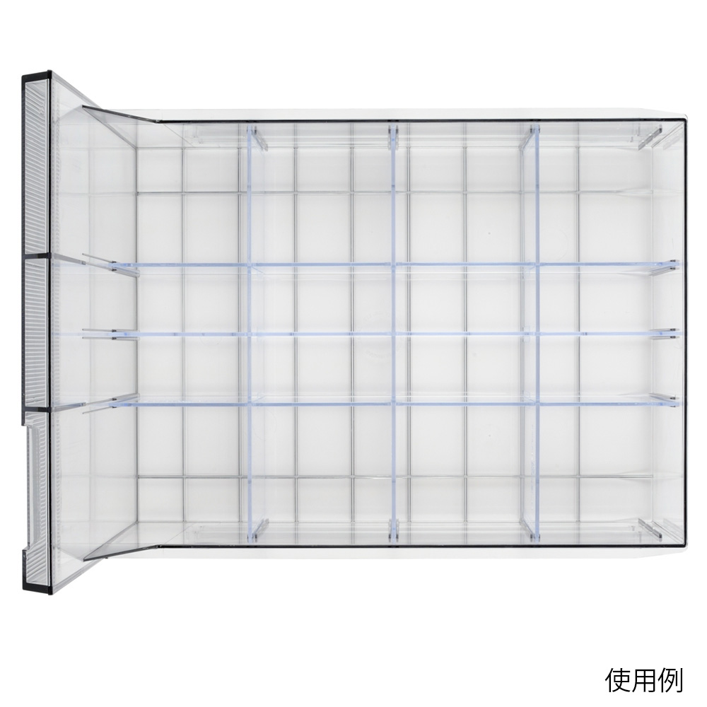 仕切板　カセッターA3タイプ用(引出1段用)ヨコ 引き出しの中にフィットした仕切りが整然と収まっている様子