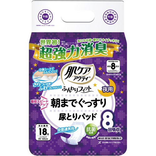 肌ケアアクティ朝までぐっすり尿とりパッド１８枚画像