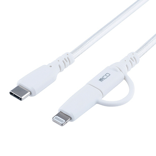 ﾐﾖｼ Lightningｱﾀﾞﾌﾟﾀ付きUSB PDｹｰﾌﾞﾙ ﾎﾜｲﾄ 0.15m 1本