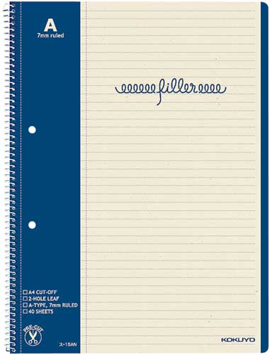 フィラーノート　Ａ４　Ａ罫マージン罫入４０枚　５冊