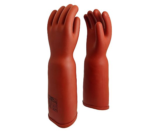 [M] 高圧用絶縁手袋(胴太型/7000V) 高圧絶縁手袋がしっかりと立てられている様子で、明るい青色が目を引く状態