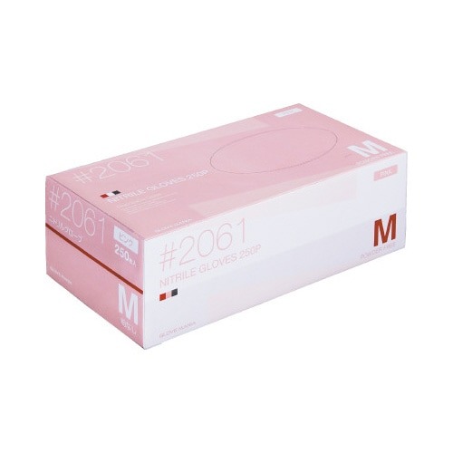 ニトリル使いきり手袋　粉無　ピンクＭ　２５０枚入画像