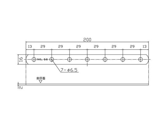 補助金具ステイ　クローム　2mm×16mm×200mm 光沢のあるクローム仕上げの金具が斜めに配置された状態