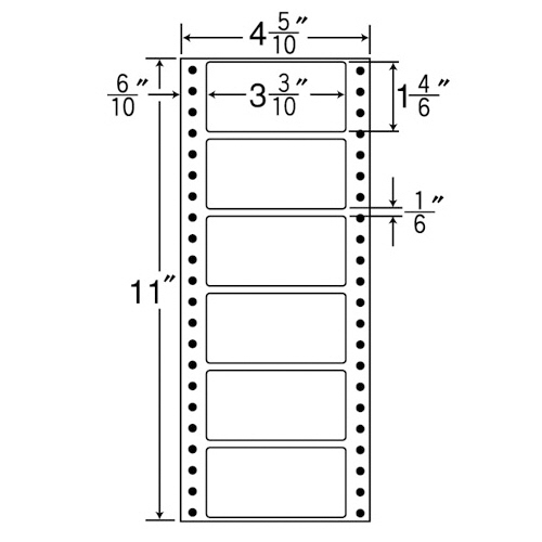 ﾅﾅﾌｫｰﾑ 連続ﾗﾍﾞﾙ Mﾀｲﾌﾟ 4_5/10x11ｲﾝﾁ 6面 84x42mm 1箱(1000折:500折x2冊)画像