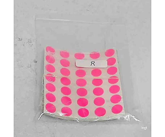 リムーバブル ドットラベル φ13mm ピンク 1000ドット入 ピンクのラベルが円形に整然と配置された状態