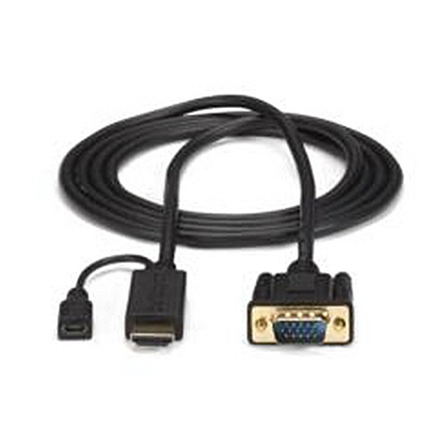 HDMI-VGAアクティブ変換ケーブルアダプタ　1.8m　1920×1200/1080p　1本 直線的に配置されたロングケーブルの先端部分が見える状態