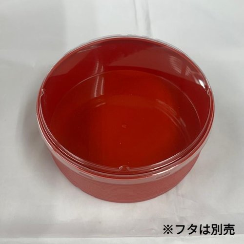弁当容器 新わっぱめし(14)本体 赤 ニシキ [ケース販売] 赤い弁当容器が横向きに置かれ、内側が見える状態