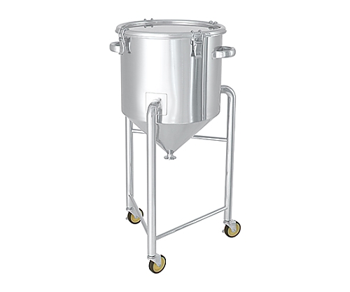 ホッパー型ステンレス密閉容器 クリップタイプ 脚付 A型シリコンパッキン付 100L
