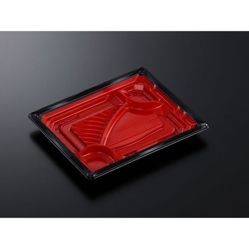 中央化学 弁当容器 CT いろは 23-19C 赤黒-BK 本体画像