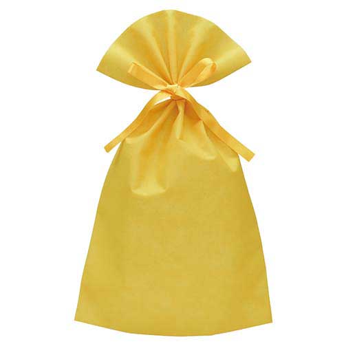 ソフトバッグベーシック2穴リボン巾着 S6 薄 イエロー画像