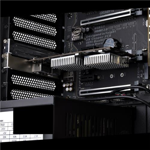 ネットワークアダプターカード　PCI　Express　x1　2ポート　1個 基板の両端に2つのポートが配置された上面の様子