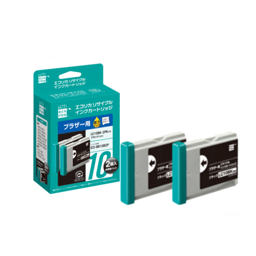 ﾘｻｲｸﾙｲﾝｸ 顔料ﾌﾞﾗｯｸ [ﾌﾞﾗｻﾞｰ:LC10BK-2PK互換] ECI-BR10B2P 1箱(2個)画像