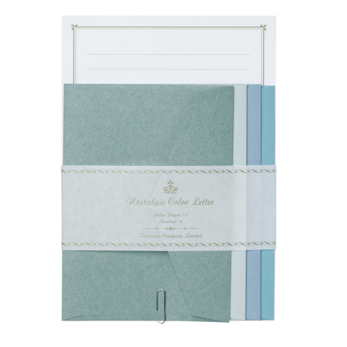 レターセット ノスタルジックカラーブルー（便箋12枚、封筒4枚入）画像