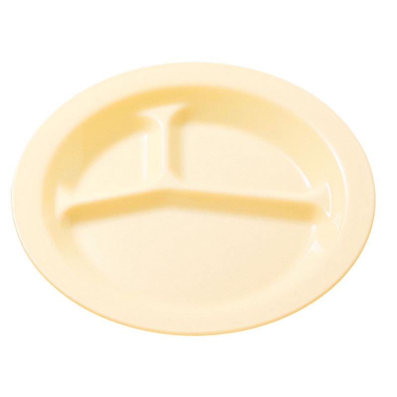 食器 No.1714K ポリプロ 丸ランチ皿三ツ切 (クリーム) エンテック