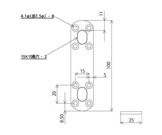 補助金具ステイ　クローム　3mm×25mm×100mm クロームの表面が光沢を放つ、真っ直ぐな金具が並んでいる状態